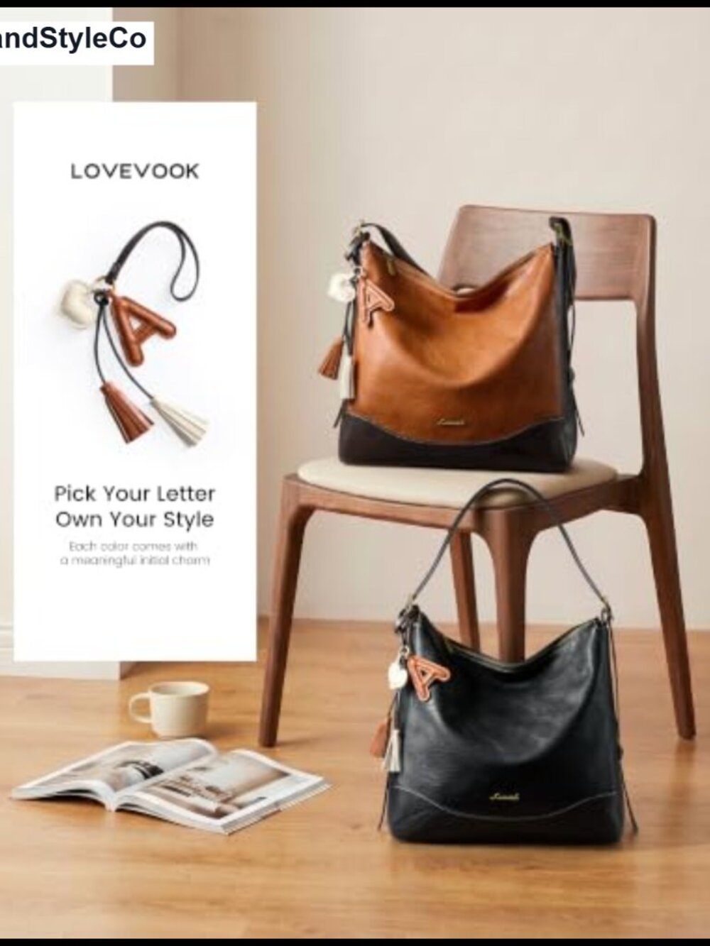Vegan Leather Hobo Bag with Cup Holder, Adjustable Crossbody Strap - Picture 4 of 6